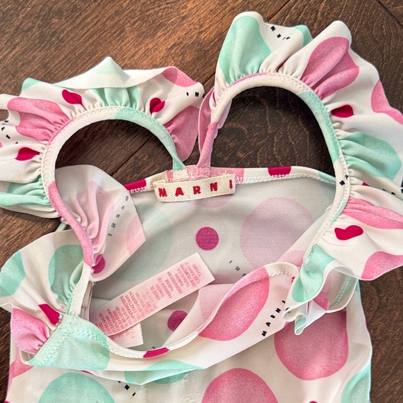 Marni Pink and Mint Polka Dot Swimsuit - Picture 2 of 4